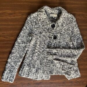 Jones New York Sweater Cardigan Black / White Small